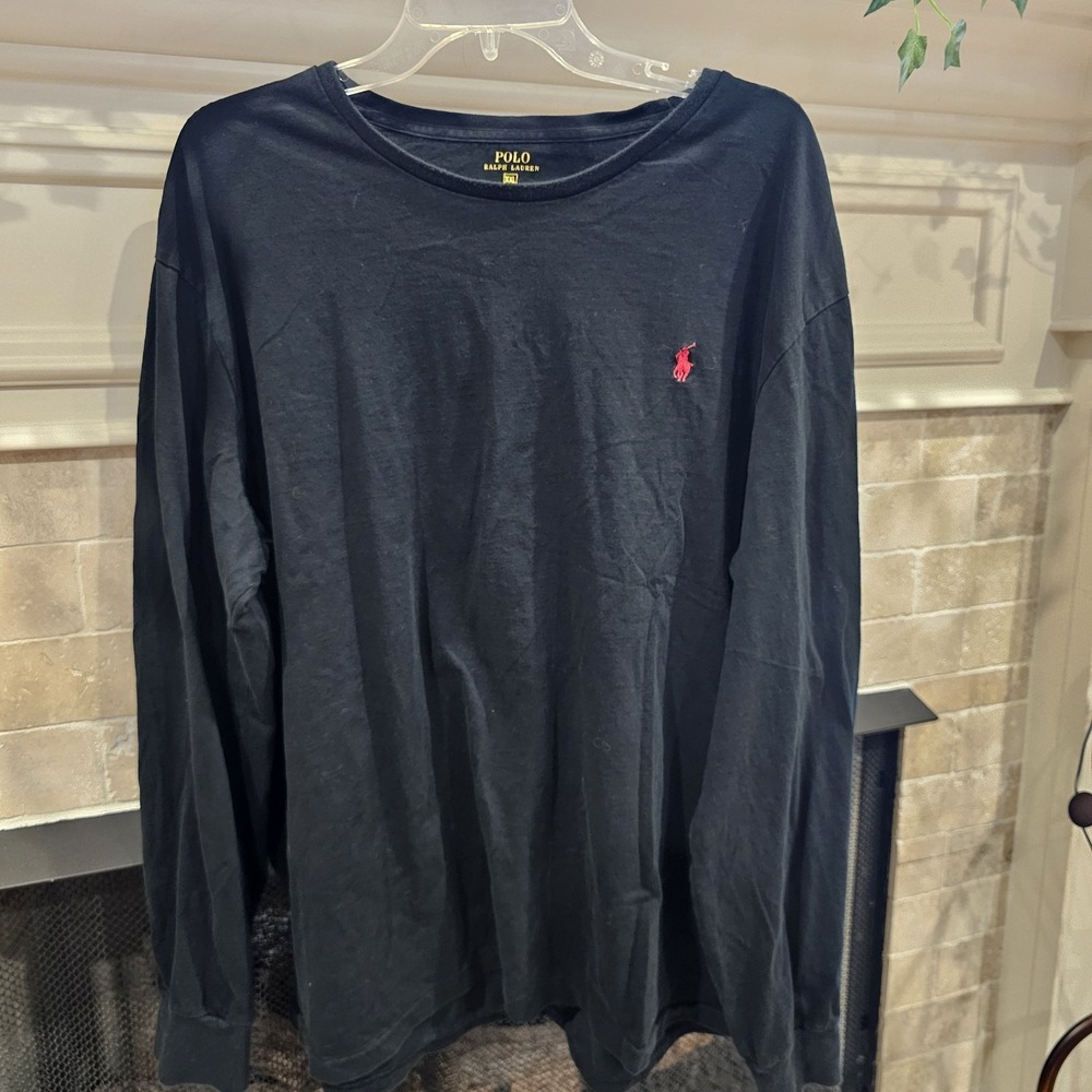 Polo Ralph Lauren T Shirt Men XXL Black Cotton Long Sleeve Pony Comfort Casual
